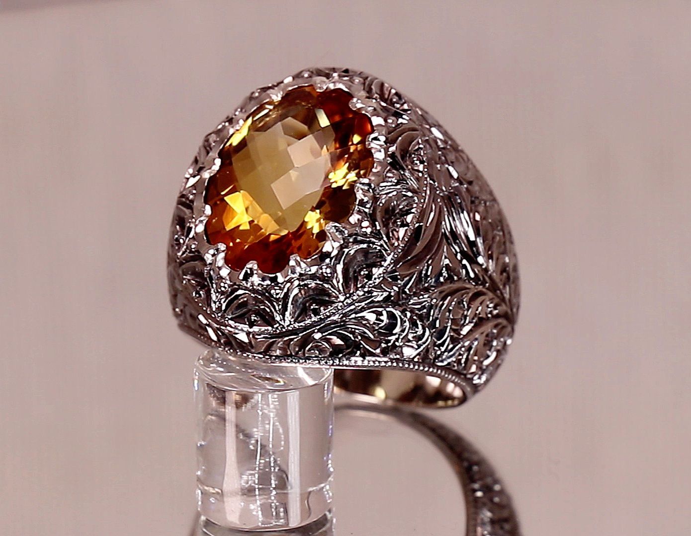Citrine taşlı Erkek yüzük Sitrin