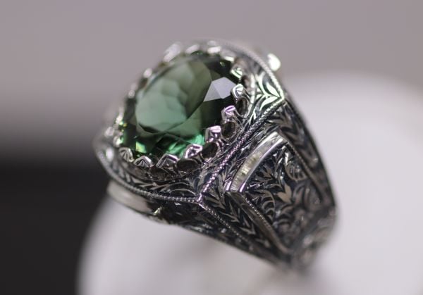 Yeşil topaz taşlı Erkek yüzük